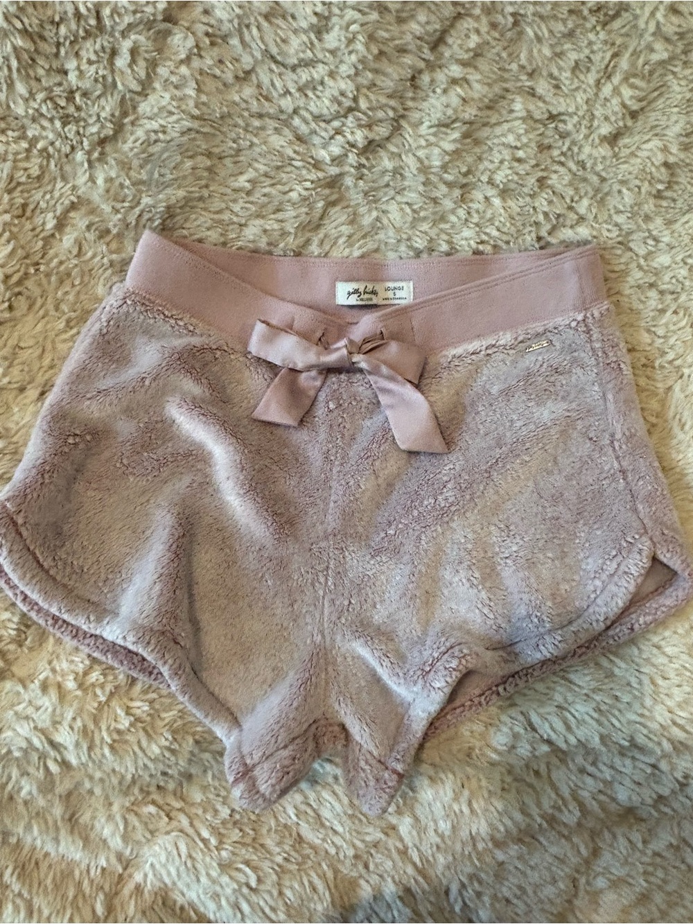 Gilly Hicks Plush High-Waist Sleep Shorts in Dusty Pink